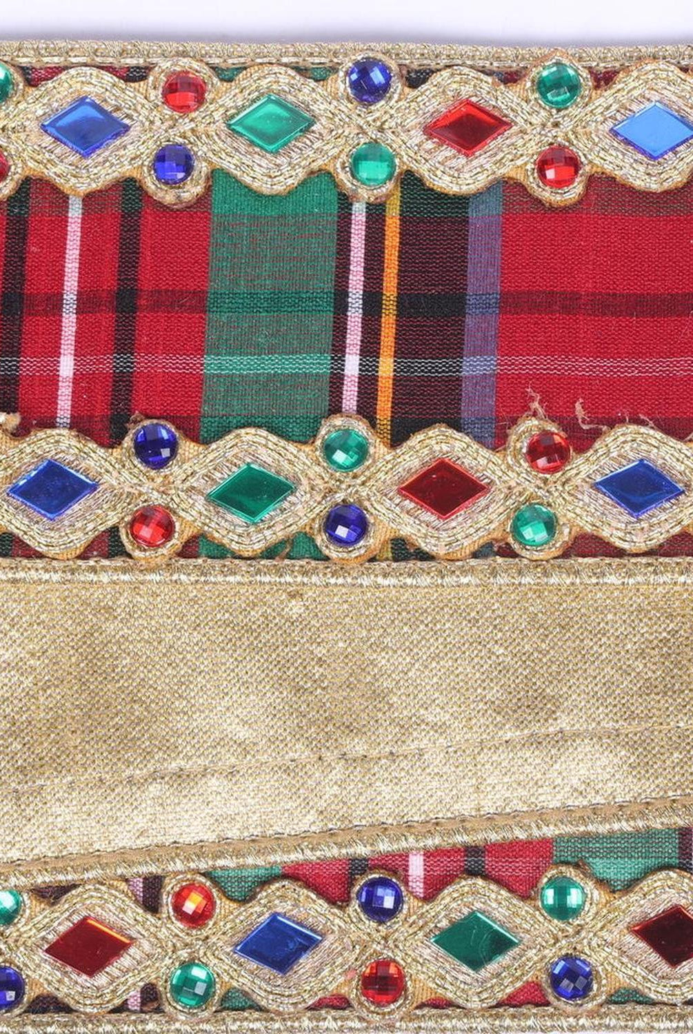 2.5" Multi Plaid Jewel Gold Trim Ribbon (5 Yards)