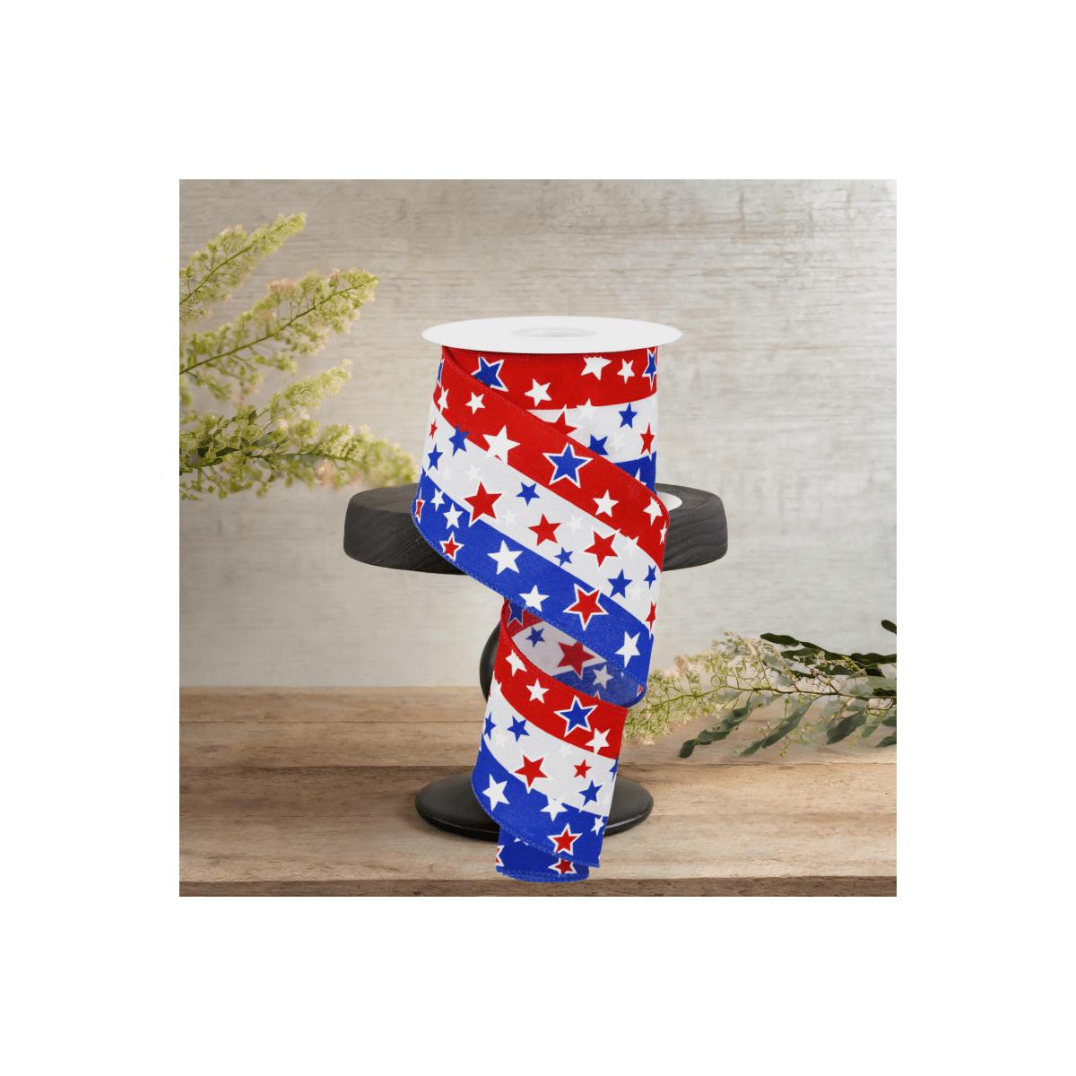 Shop For 2.5" Multi Stars On Stripes: White (10 Yards)