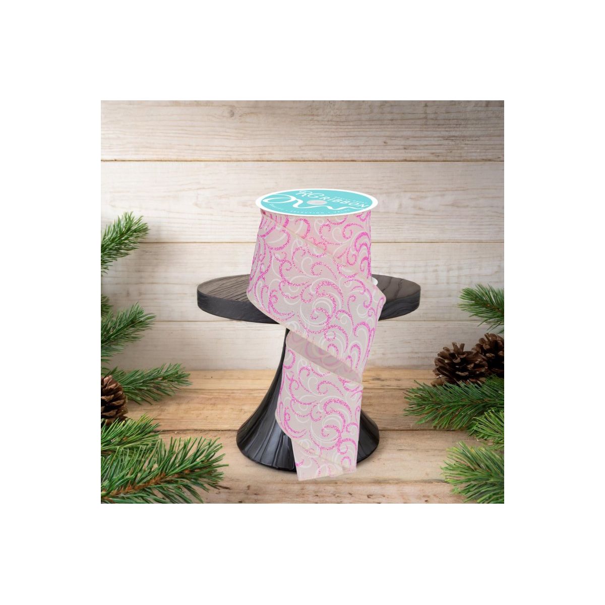 Shop For 2.5" Multi Swirls Glitter Ribbon: Cream/Pink/White (10 Yard)
