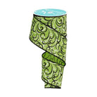 Shop For 2.5" Multi Swirls Glitter Ribbon: Lime Green/Black (10 Yard) at Michelle's aDOORable Creations