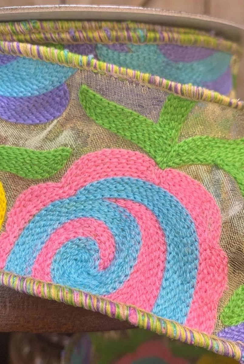 Shop For 2.5" Multifloral Pastel Folk Art Ribbon (10 Yards)