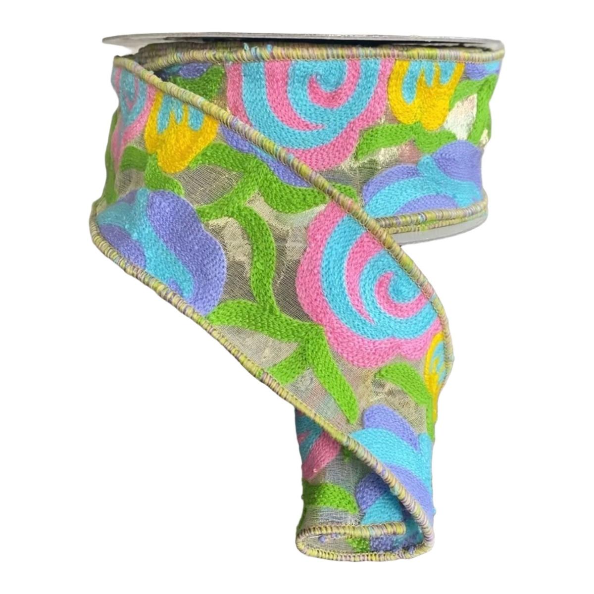 Shop For 2.5" Multifloral Pastel Folk Art Ribbon (10 Yards)