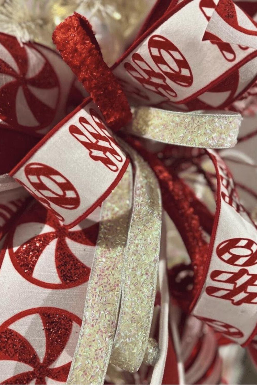 2.5" North Pole Ribbon: Red/White (10 Yards)