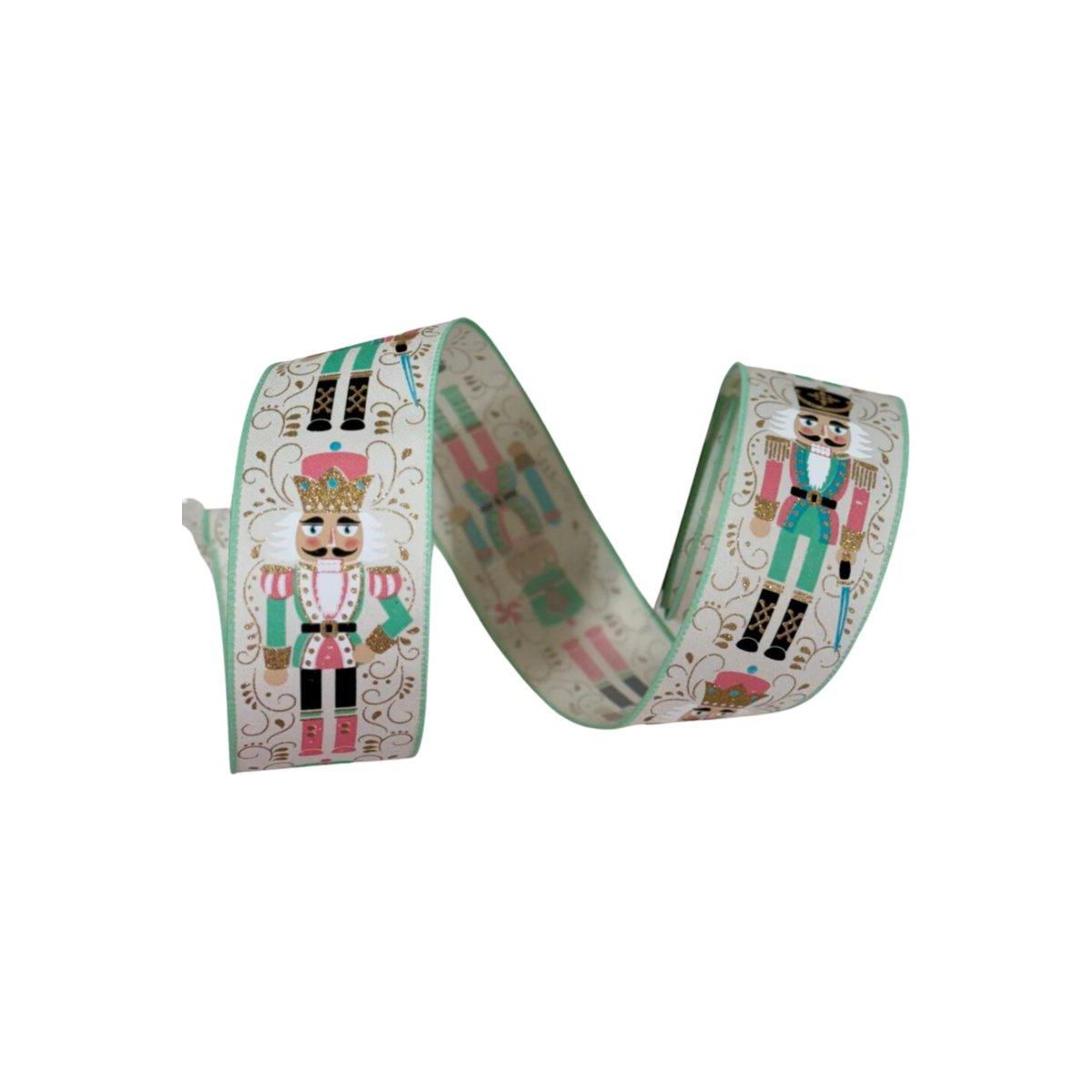 Shop For 2.5" Nutcracker Ribbon: Ivory/Mint Green (10 Yards)