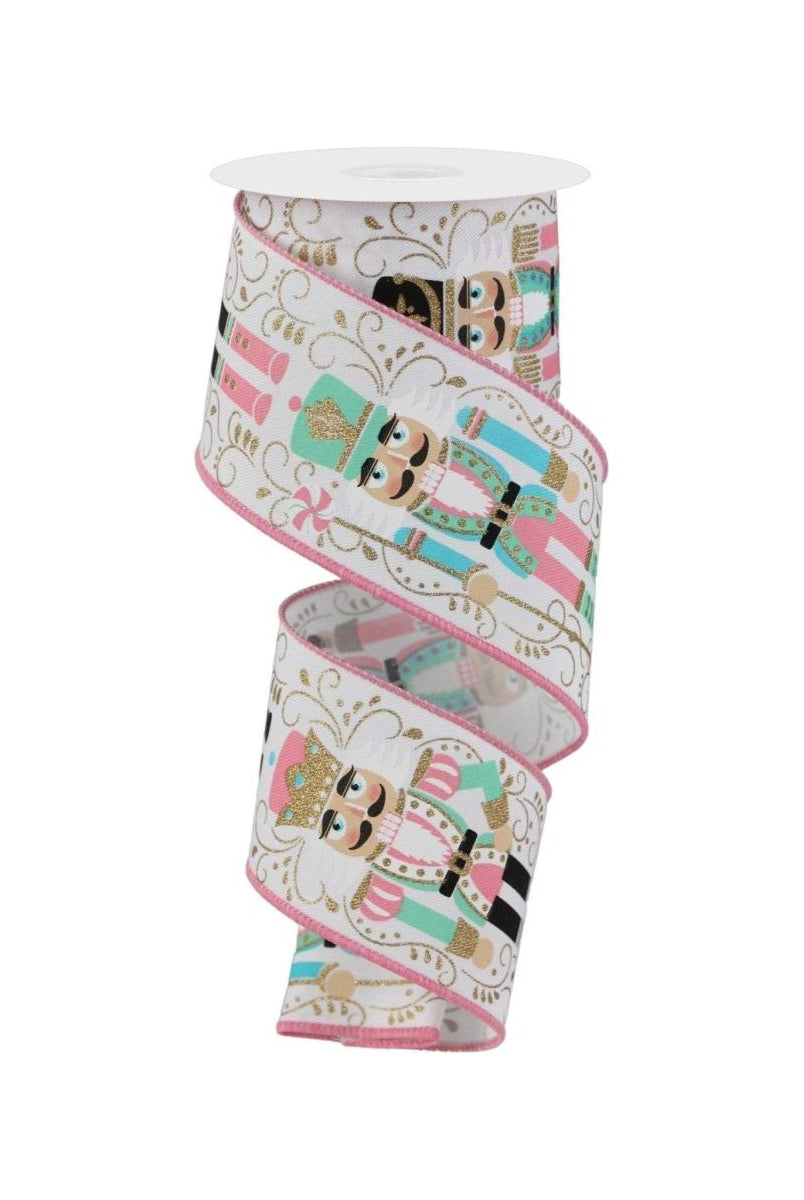 Shop For 2.5" Nutcracker Ribbon: White/Pink (10 Yards)