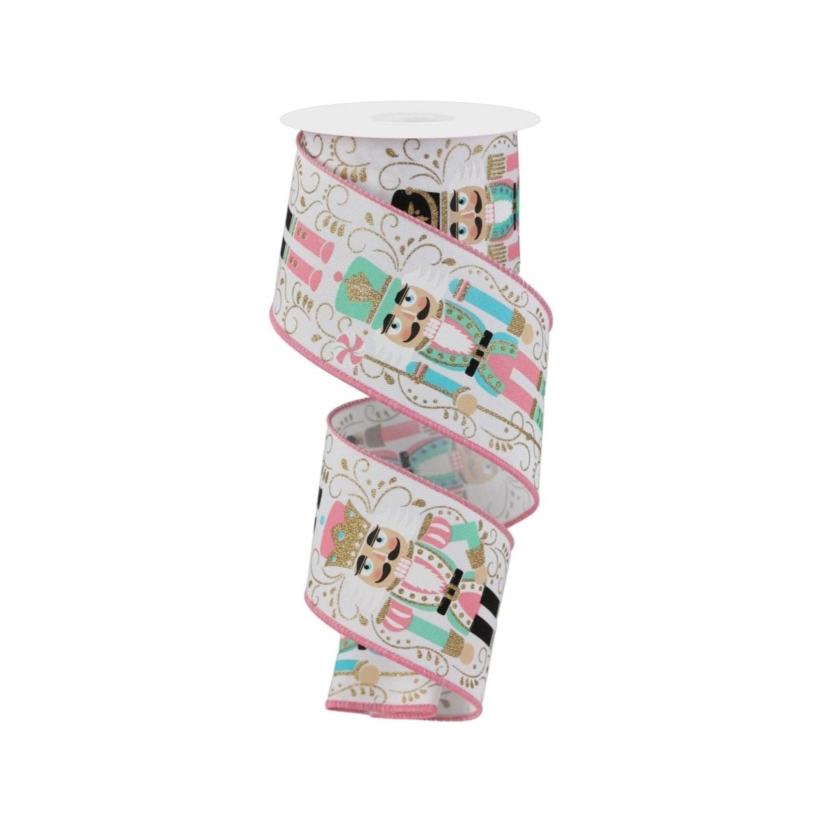 Shop For 2.5" Nutcracker Ribbon: White/Pink (10 Yards)