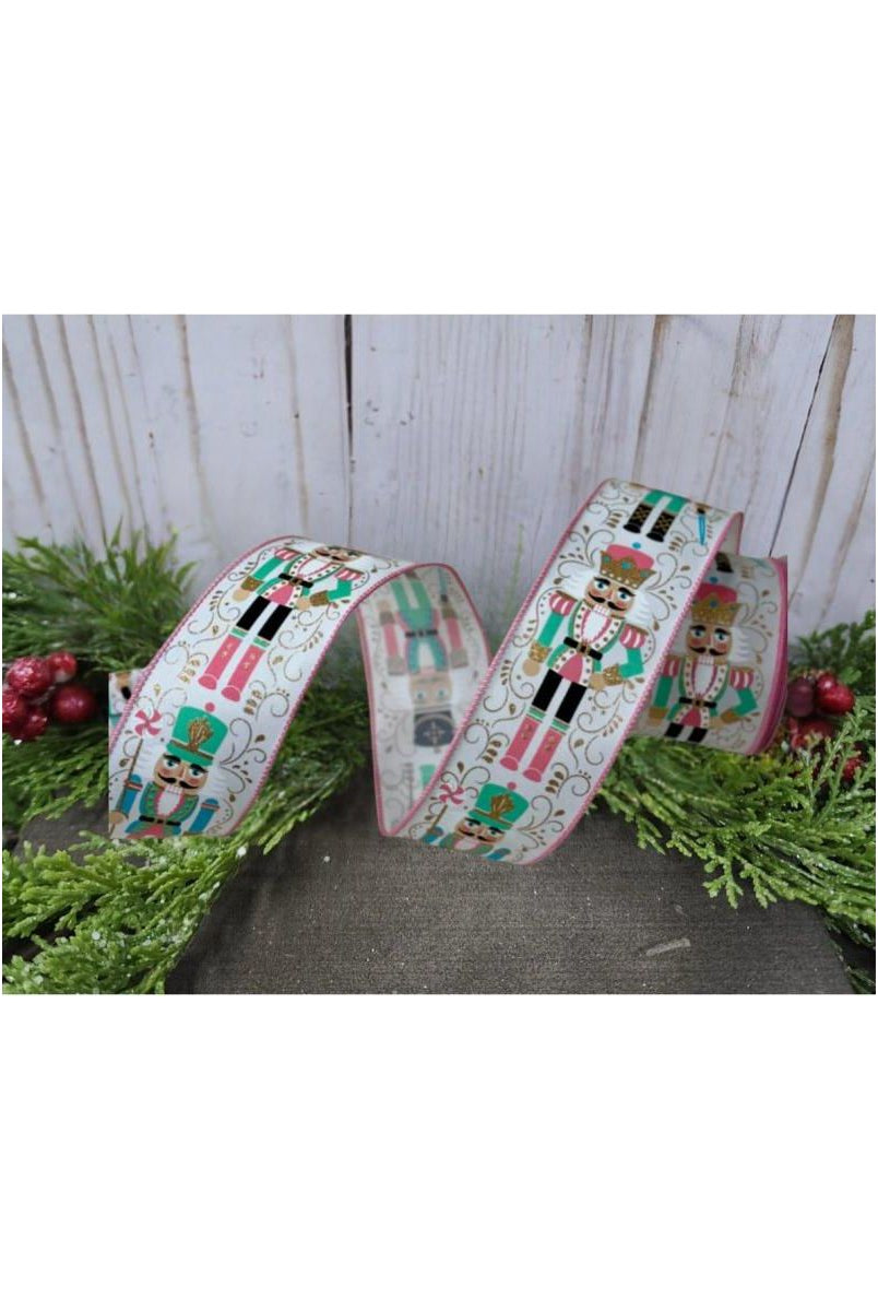 Shop For 2.5" Nutcracker Ribbon: White/Pink (10 Yards)