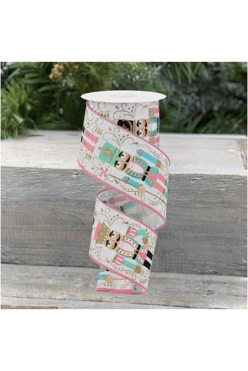 Shop For 2.5" Nutcracker Ribbon: White/Pink (10 Yards)