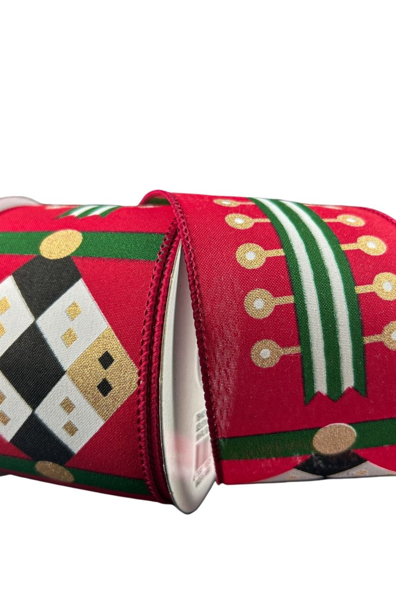 Shop For 2.5" Nutcracker Stripes & Patterns Ribbon: Red & Green (10 Yards)
