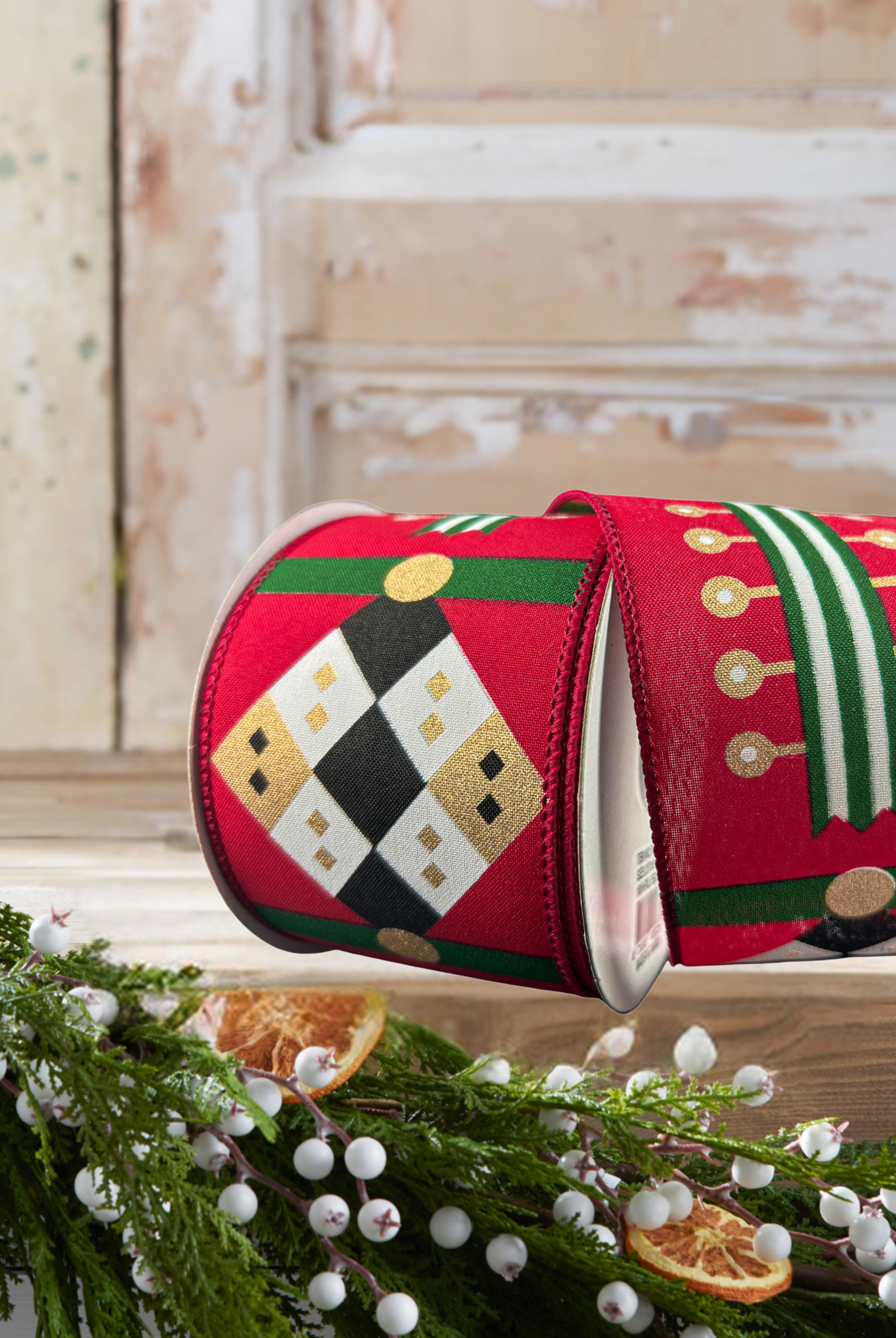 Shop For 2.5" Nutcracker Stripes & Patterns Ribbon: Red & Green (10 Yards)
