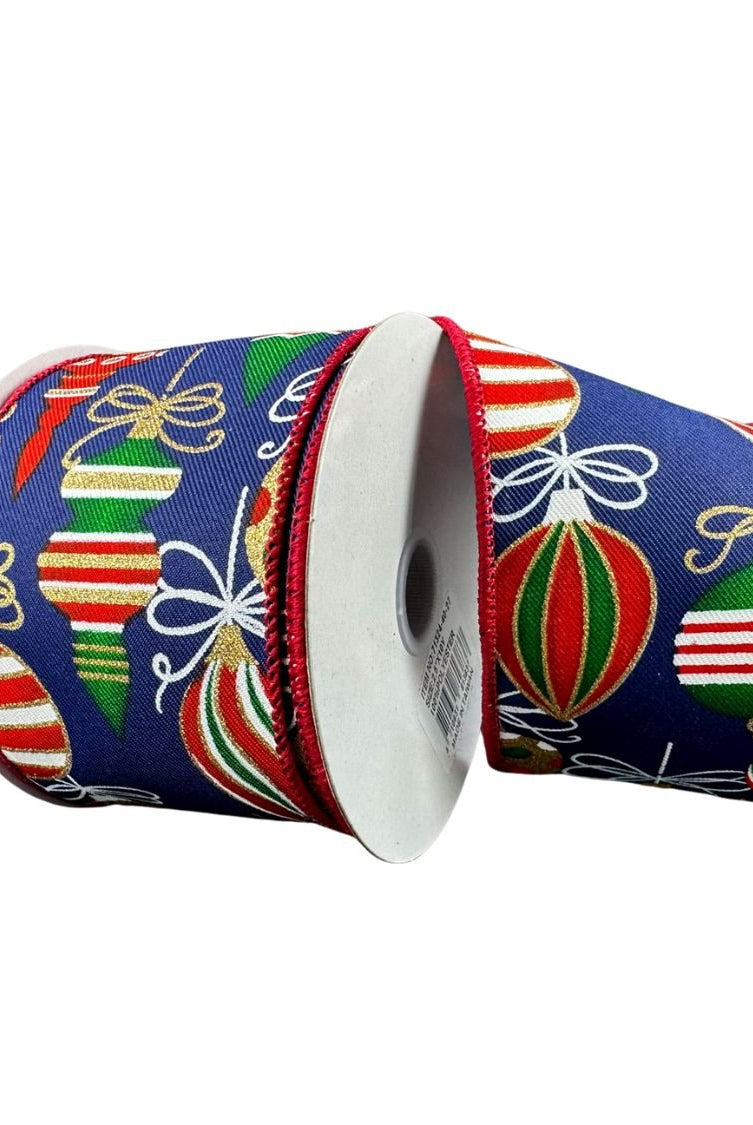Shop For 2.5" Ornament Ribbon: Navy, Red, Green, Gold (10 Yards) at Michelle's aDOORable Creations