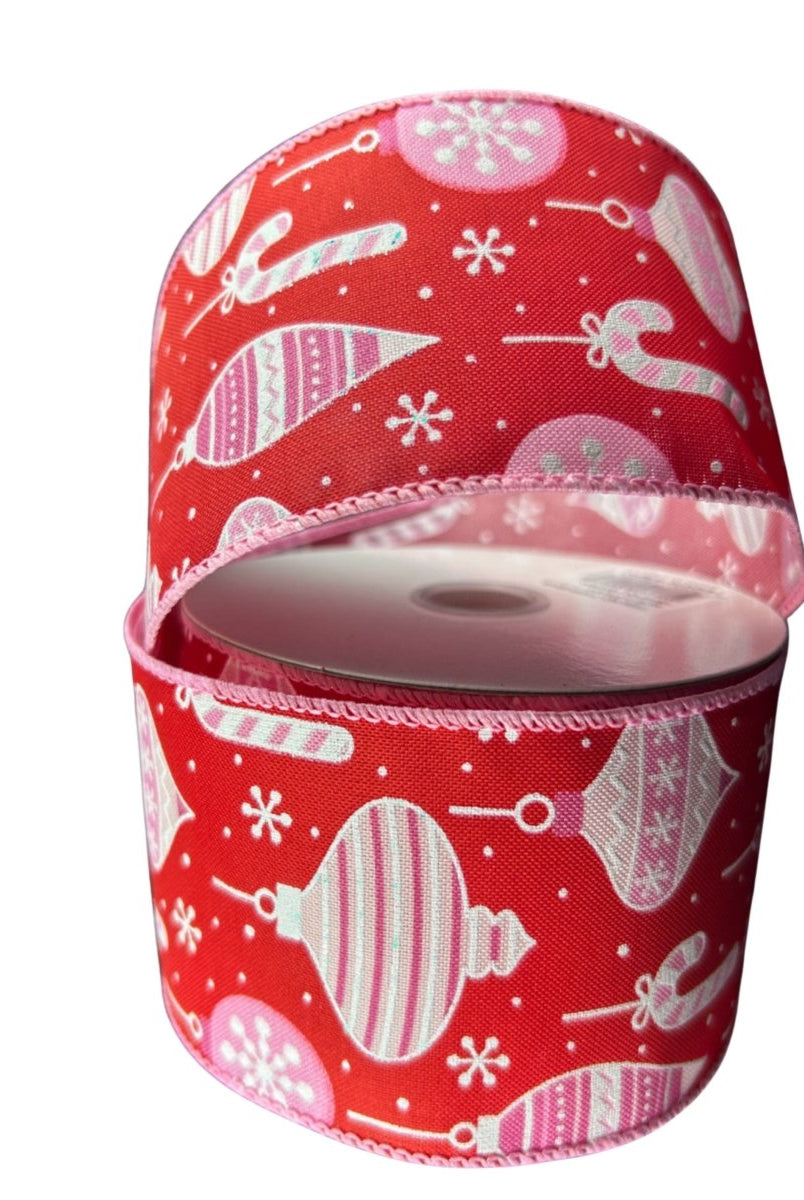 Shop For 2.5" Ornament Ribbon: Red, Pink, and White (10 Yards)