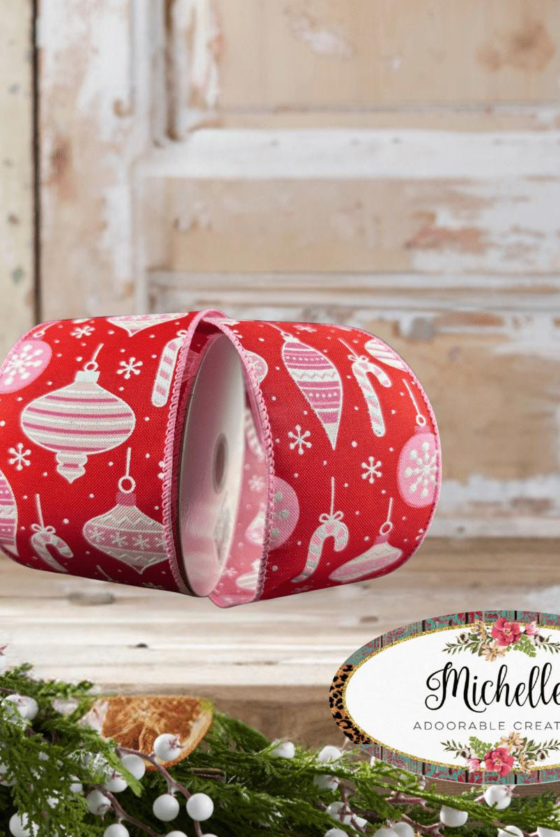 Shop For 2.5" Ornament Ribbon: Red, Pink, and White (10 Yards)