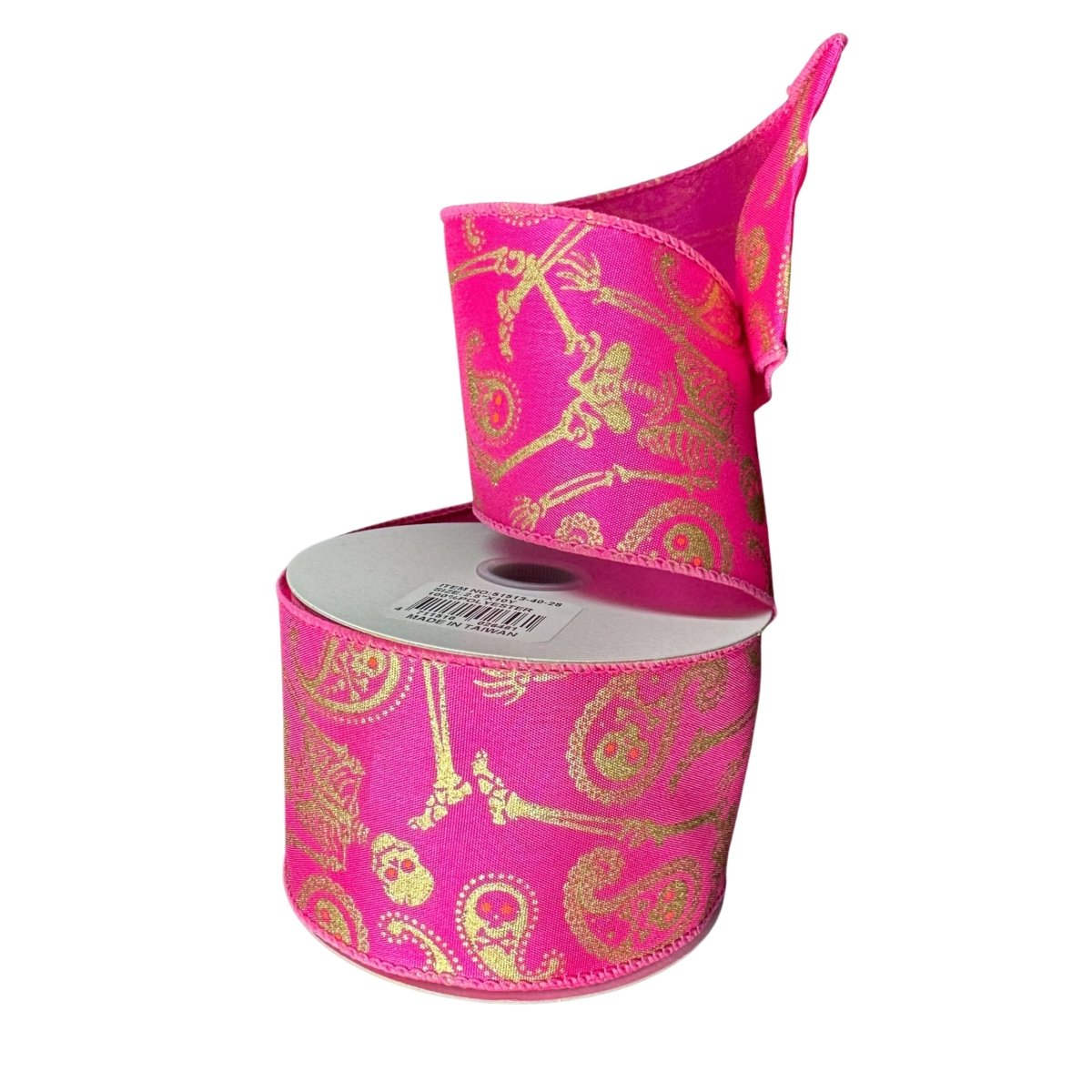 Shop For 2.5" Paisley Skull Halloween Ribbon: Fuchsia (10 Yards)