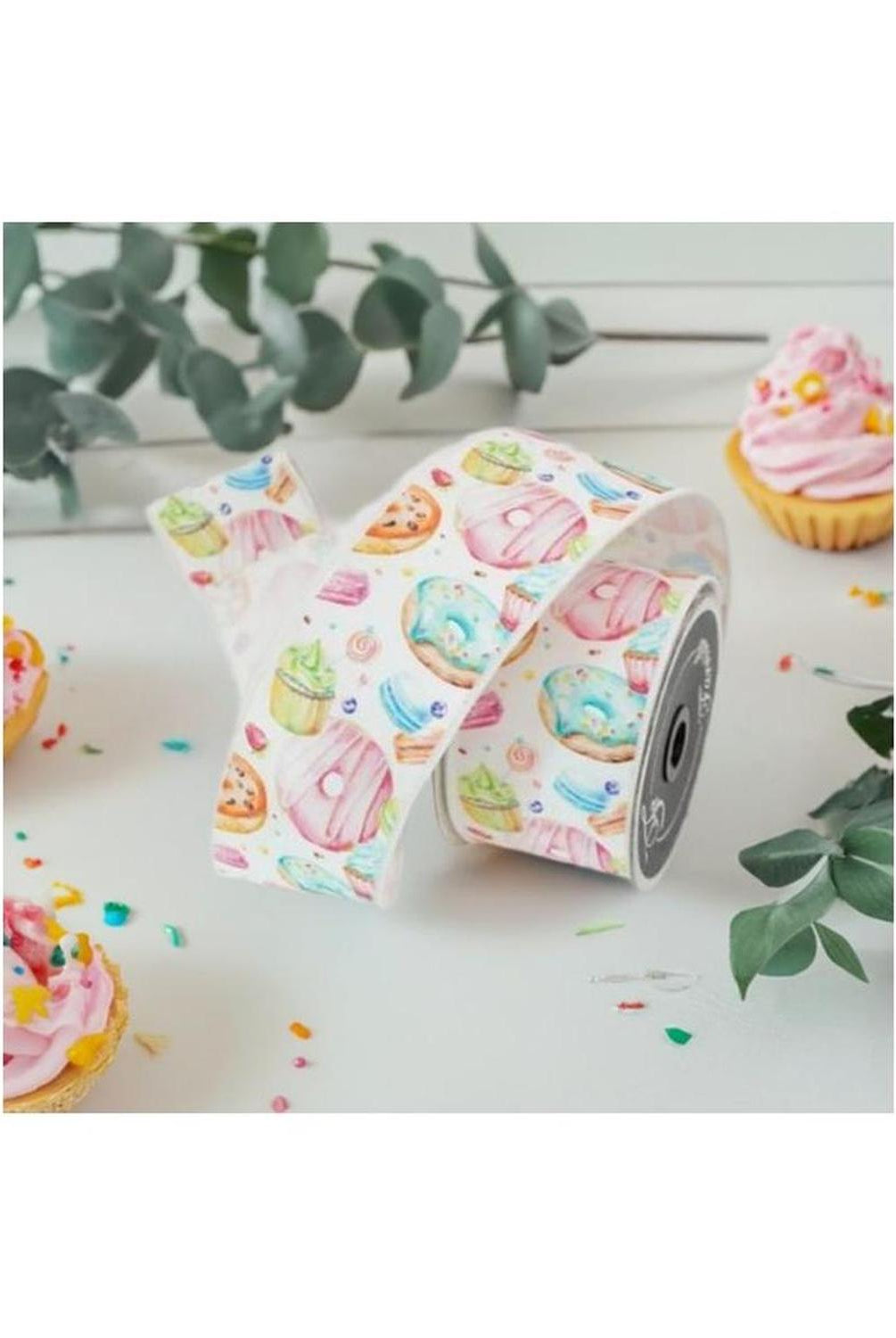 2.5" Pastel Pastries Ribbon: White