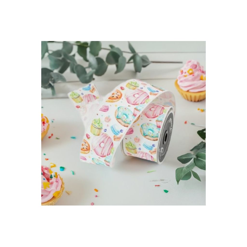 Shop For 2.5" Pastel Pastries Ribbon: White at Michelle's aDOORable Creations