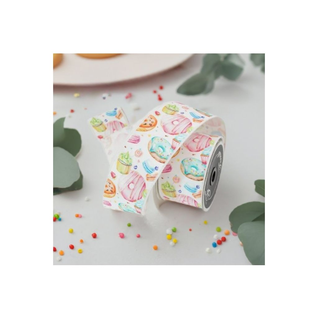 Shop For 2.5" Pastel Pastries Ribbon: White at Michelle's aDOORable Creations