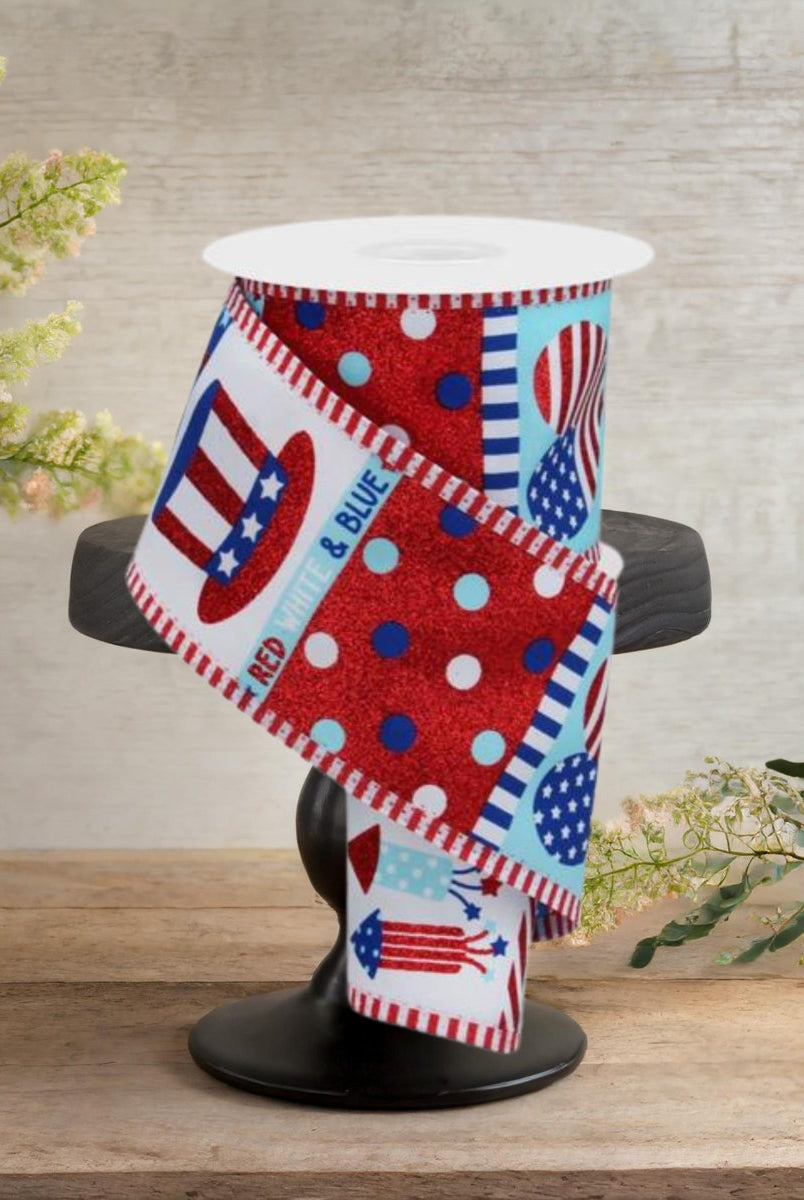 Shop For 2.5" Patriotic Block Thin Stripe Ribbon: White (10 Yards)