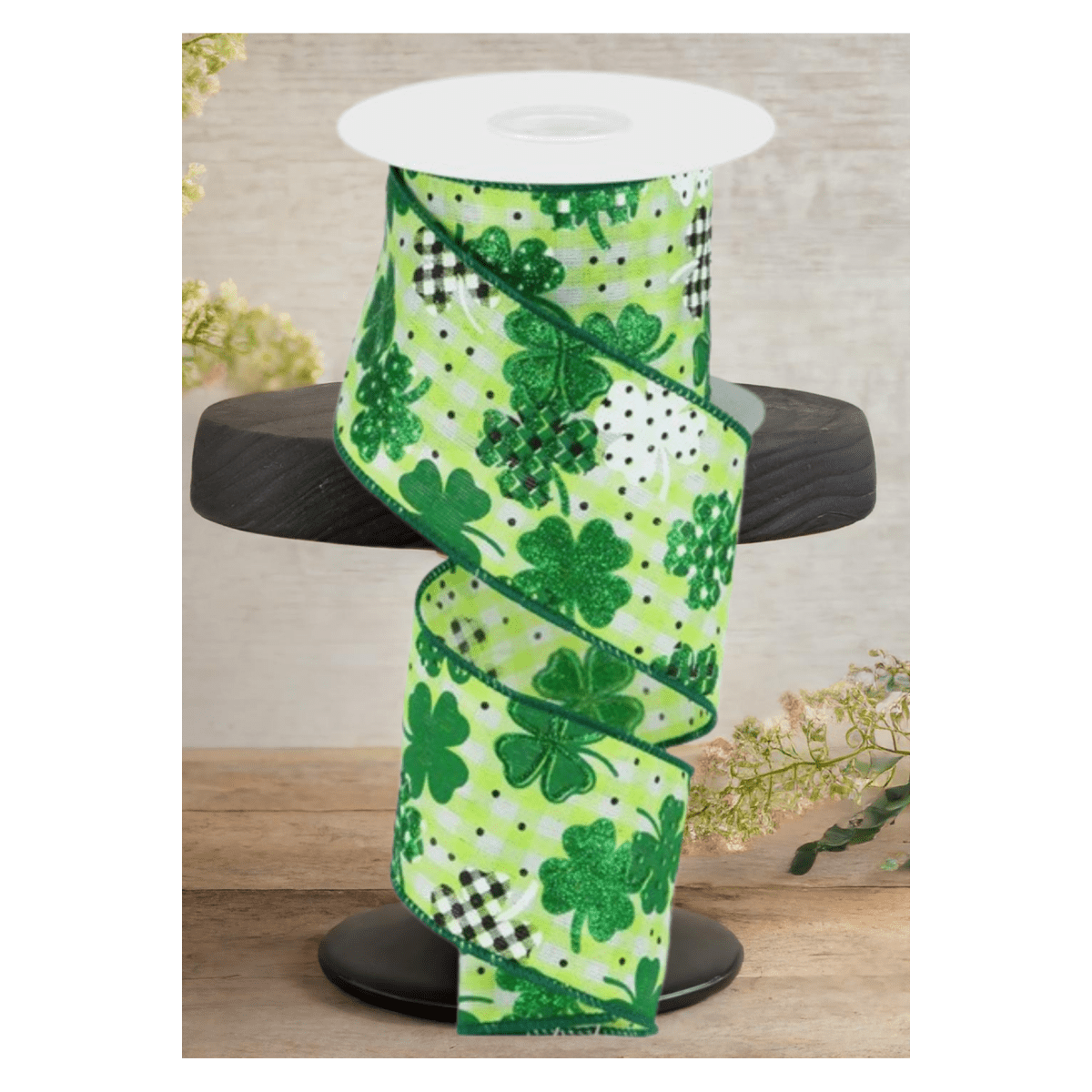 Shop For 2.5" Pattern Shamrock Ribbon: Lime Green (10 Yards)