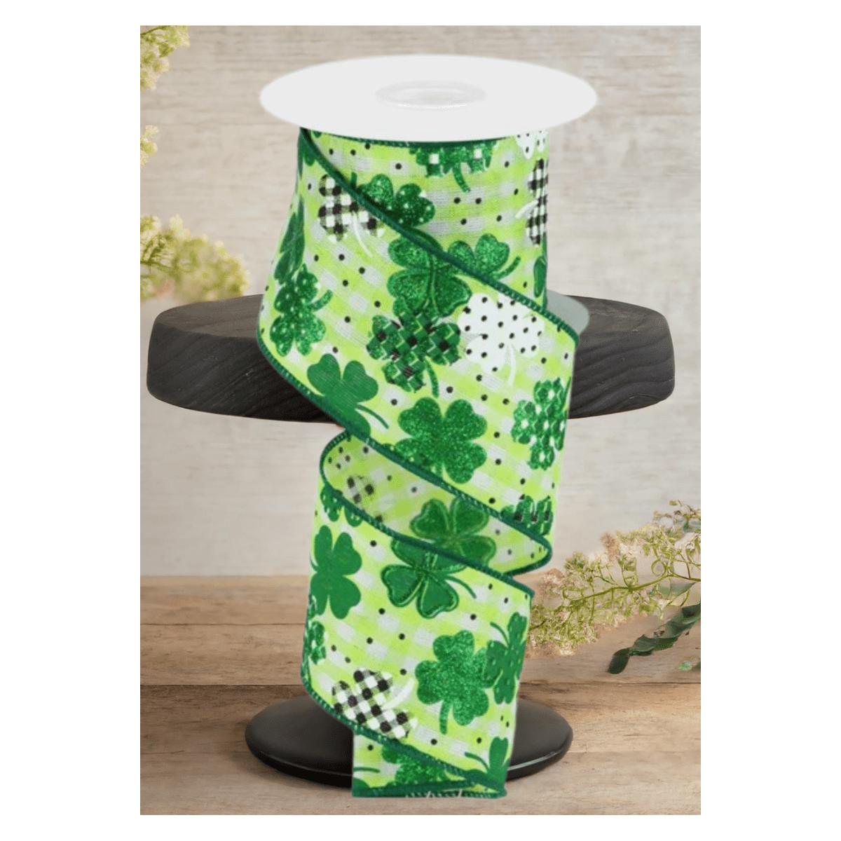 Shop For 2.5" Pattern Shamrock Ribbon: Lime Green (10 Yards)
