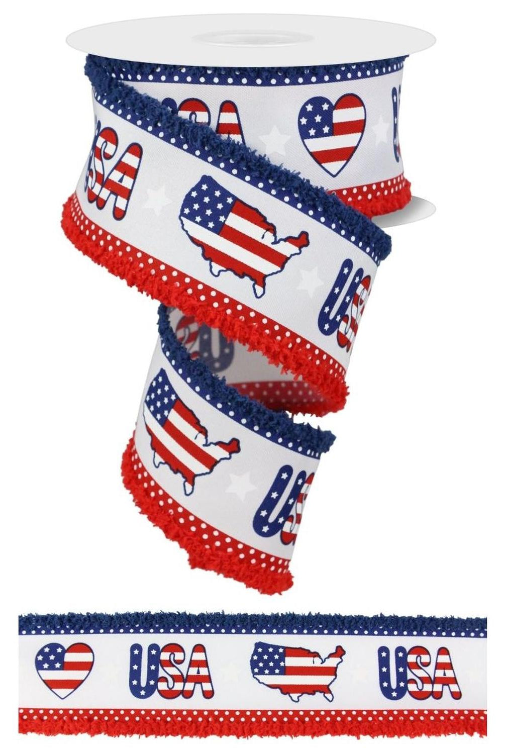 2.5" Pattern USA Drift Ribbon: Red, White, Blue (10 Yards)