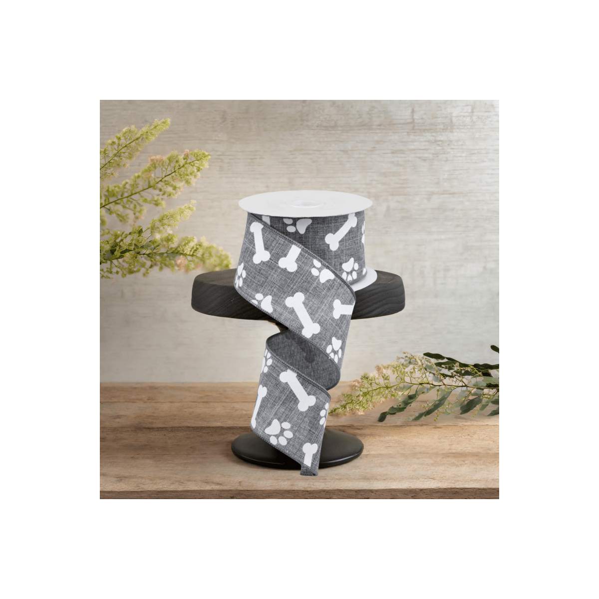 Shop For 2.5" Paw Print Royal Ribbon: Grey (10 Yards)