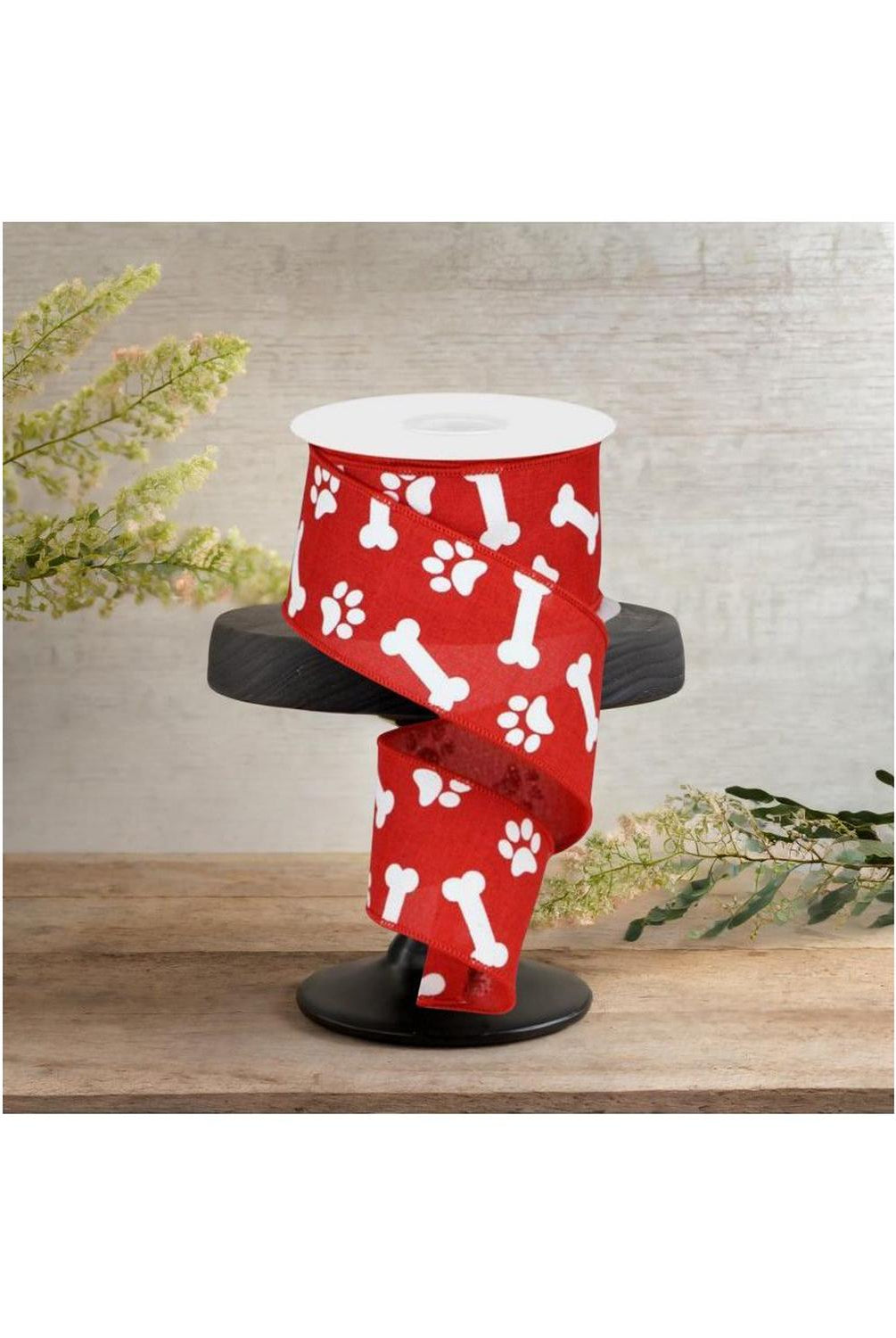 Shop For 2.5" Paw Print Royal Ribbon: Red & White (10 Yards)