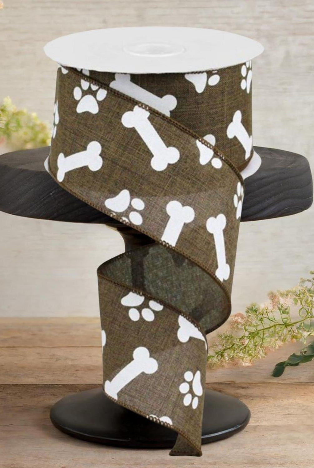 Shop For 2.5" Paw Print Royal Ribbon: Tan (10 Yards)