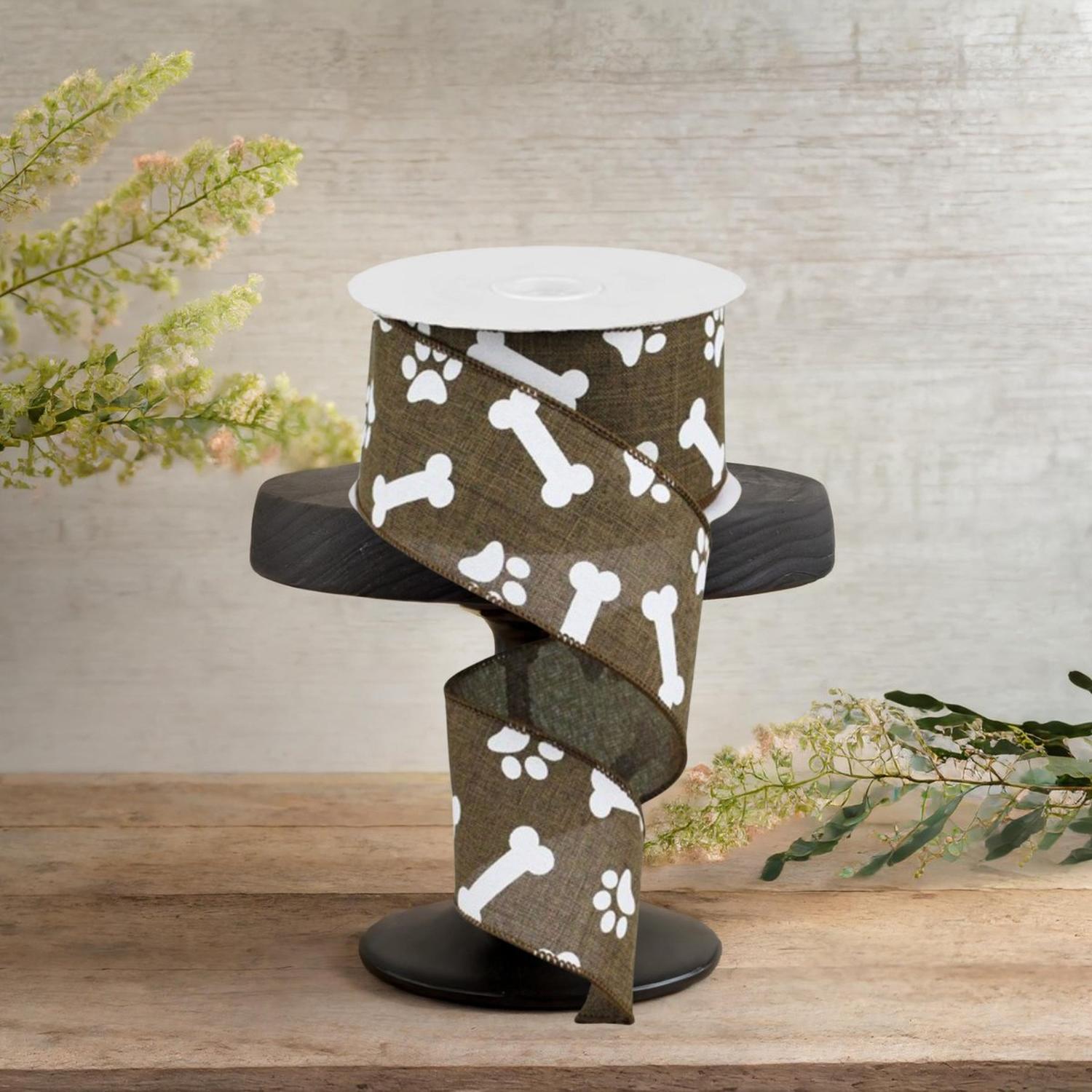 Shop For 2.5" Paw Print Royal Ribbon: Tan (10 Yards)