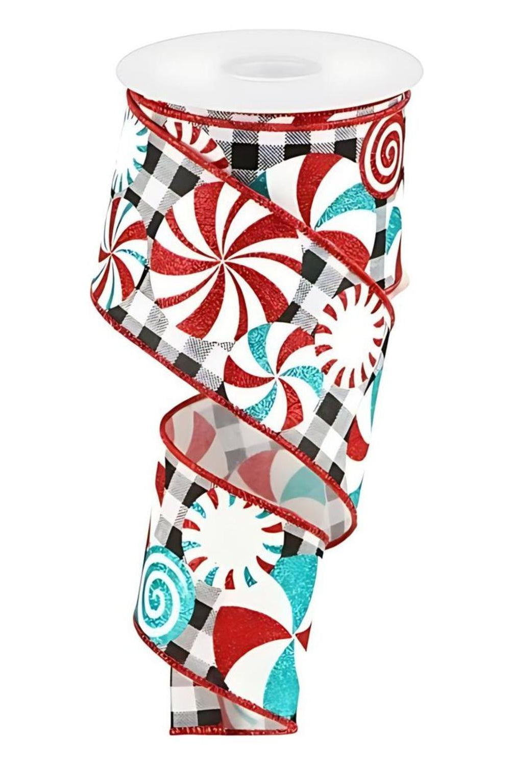 2.5" Peppermint Gingham Royal Ribbon: Black/White (10 Yards)