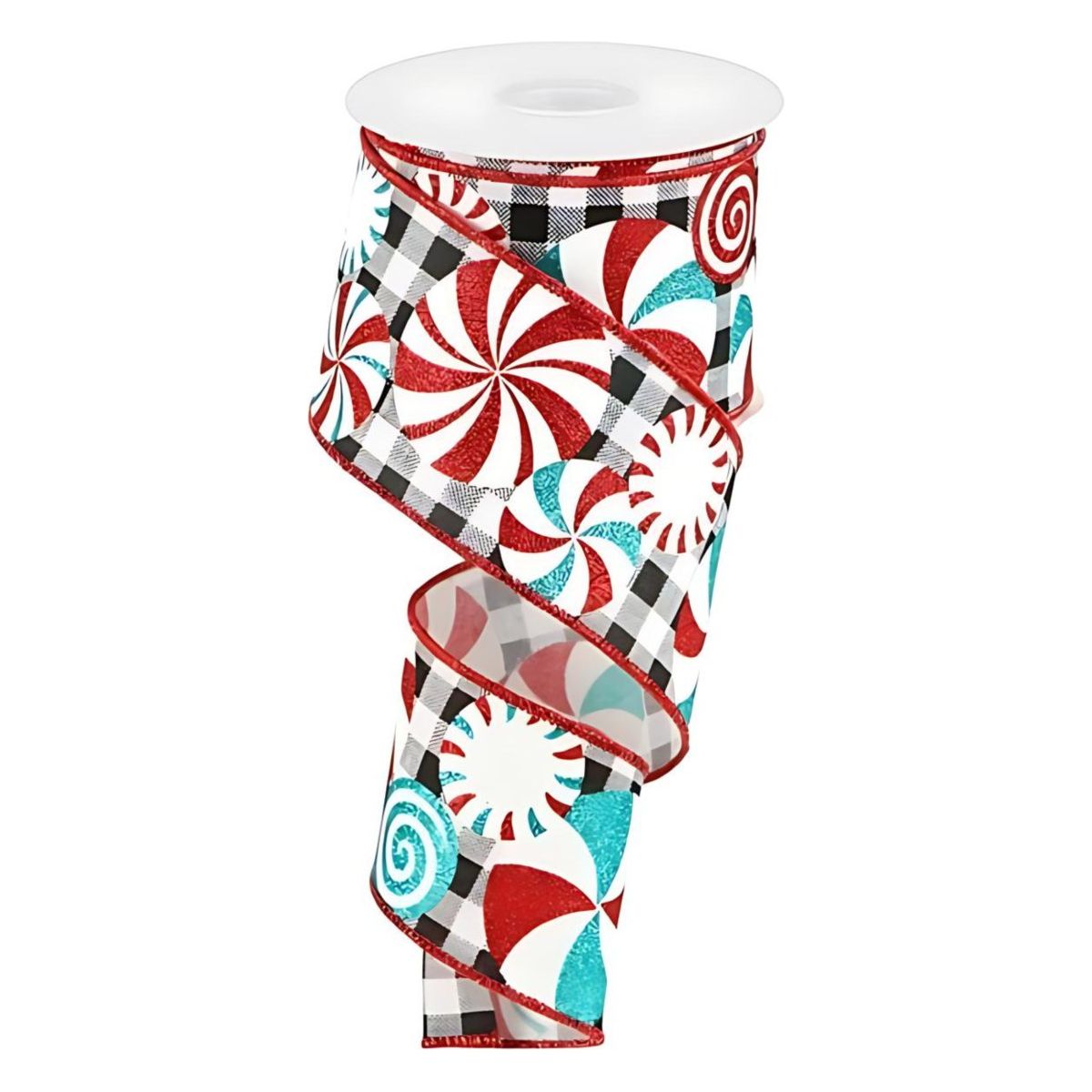 Shop For 2.5" Peppermint Gingham Royal Ribbon: Black/White (10 Yards)