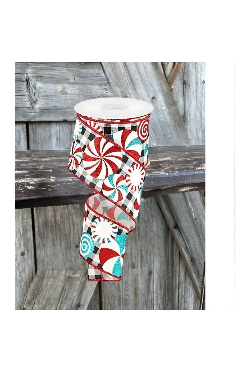 2.5" Peppermint Gingham Royal Ribbon: Black/White (10 Yards)