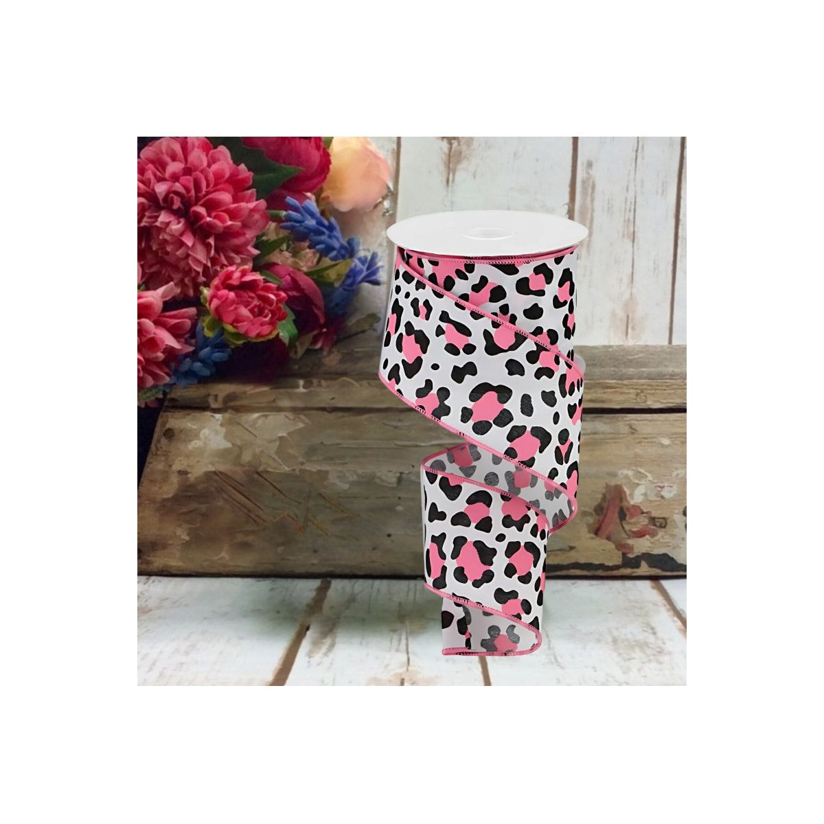 Shop For 2.5" Pink Leopard Ribbon: White (10 Yards)