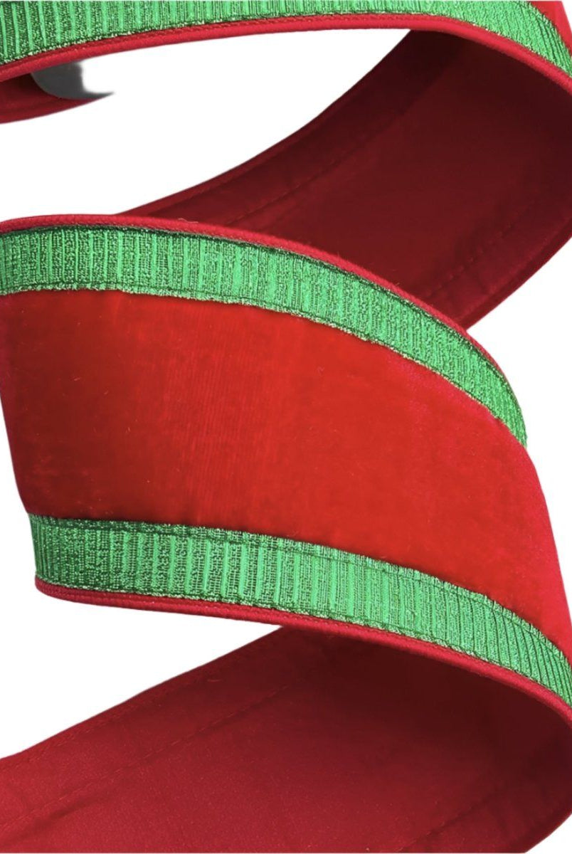 Shop For 2.5" Pleated Borders Ribbon: Red/Green (10 Yards)
