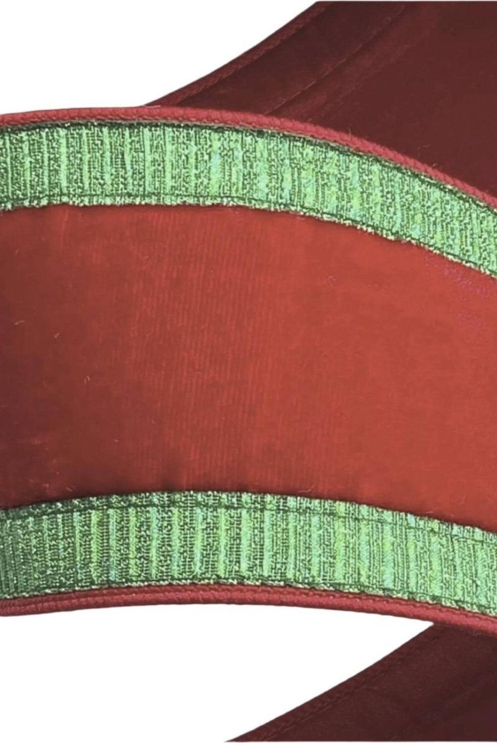 2.5" Pleated Borders Ribbon: Red/Green (10 Yards)