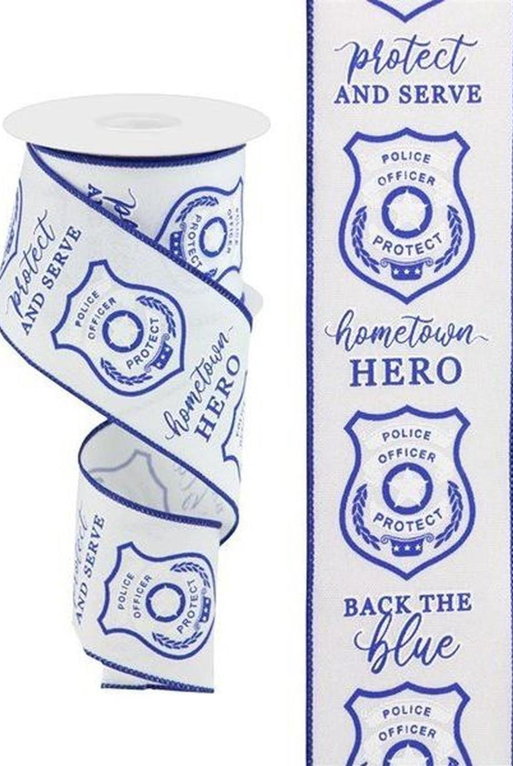 2.5" Police Badge Ribbon: White (10 Yards)