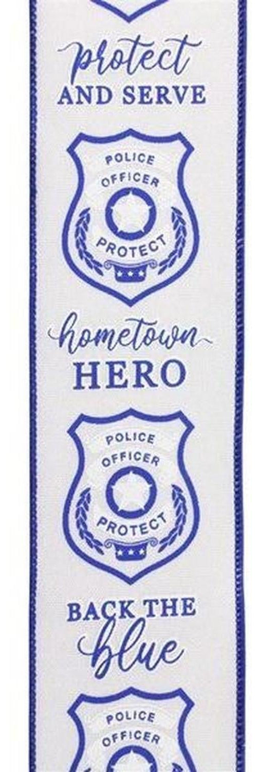 2.5" Police Badge Ribbon: White (10 Yards)