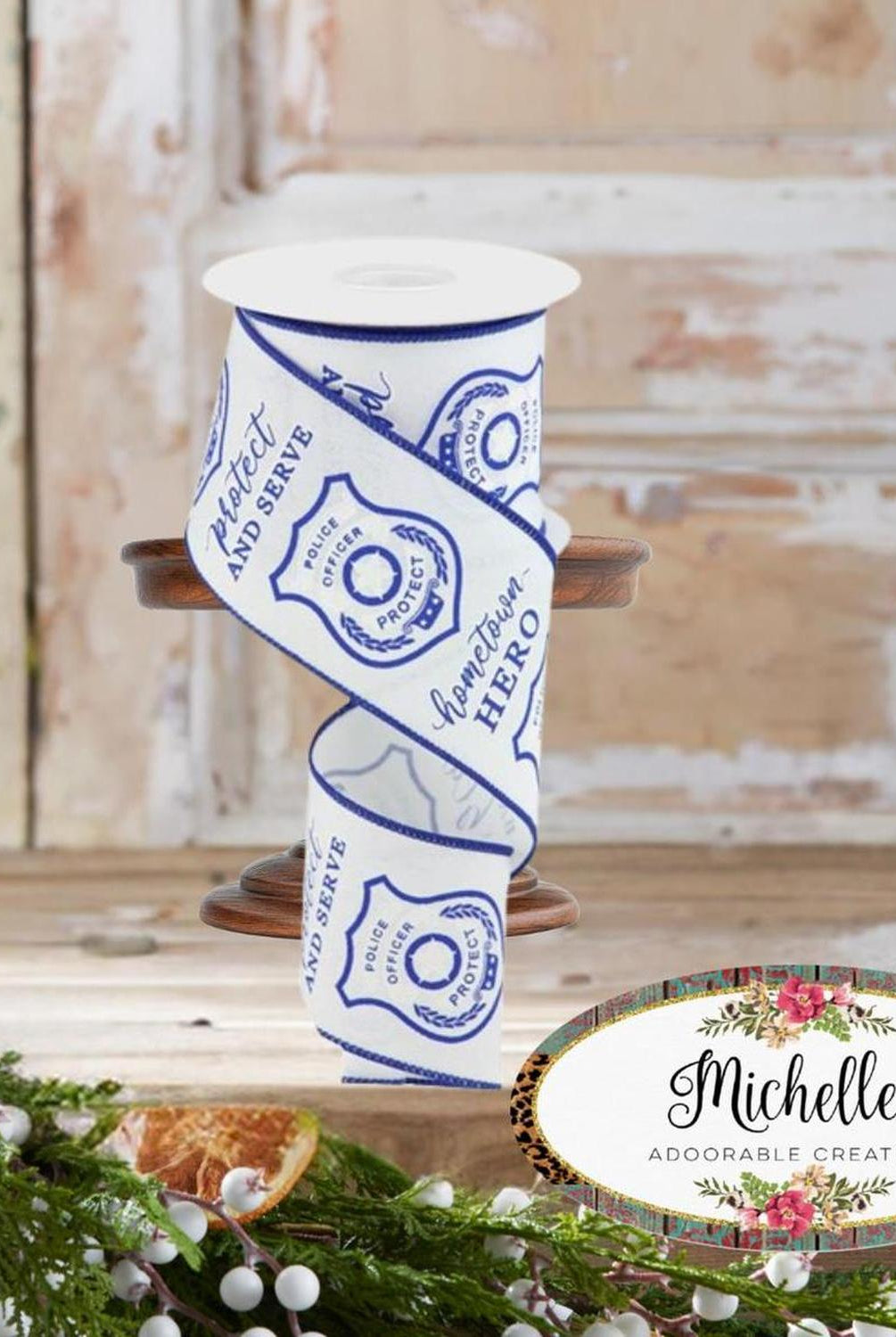 2.5" Police Badge Ribbon: White (10 Yards)