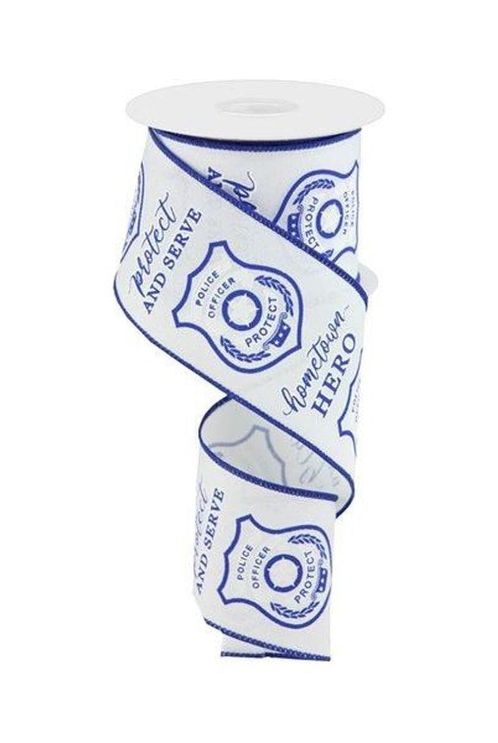 2.5" Police Badge Ribbon: White (10 Yards)