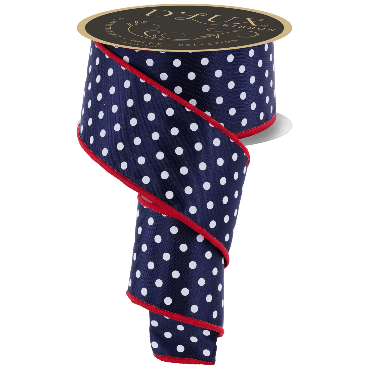 Shop For 2.5" Polka Dot Striped Fused Ribbon: Navy/White/Red