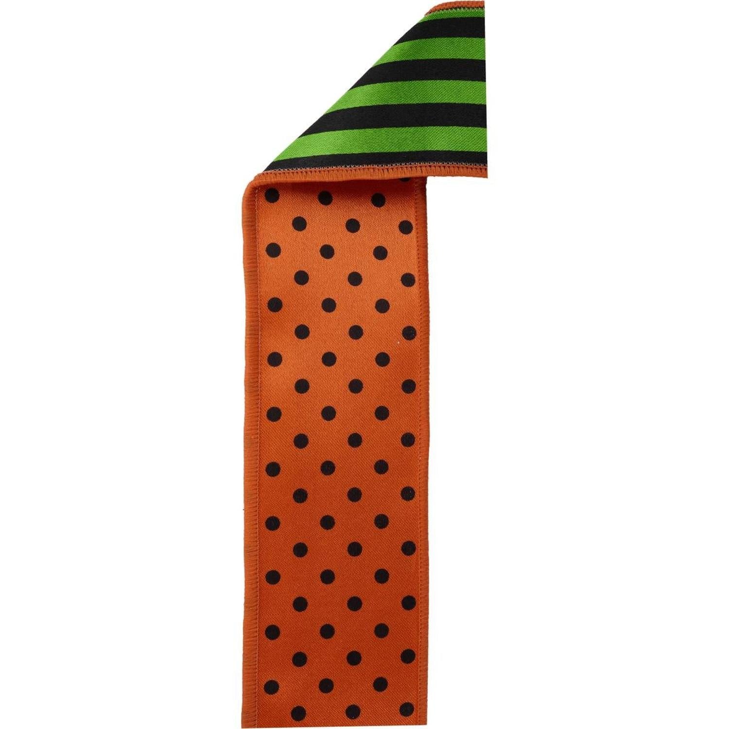 Shop For 2.5" Polka Dot Striped Fused Ribbon: Orange (10 Yards)