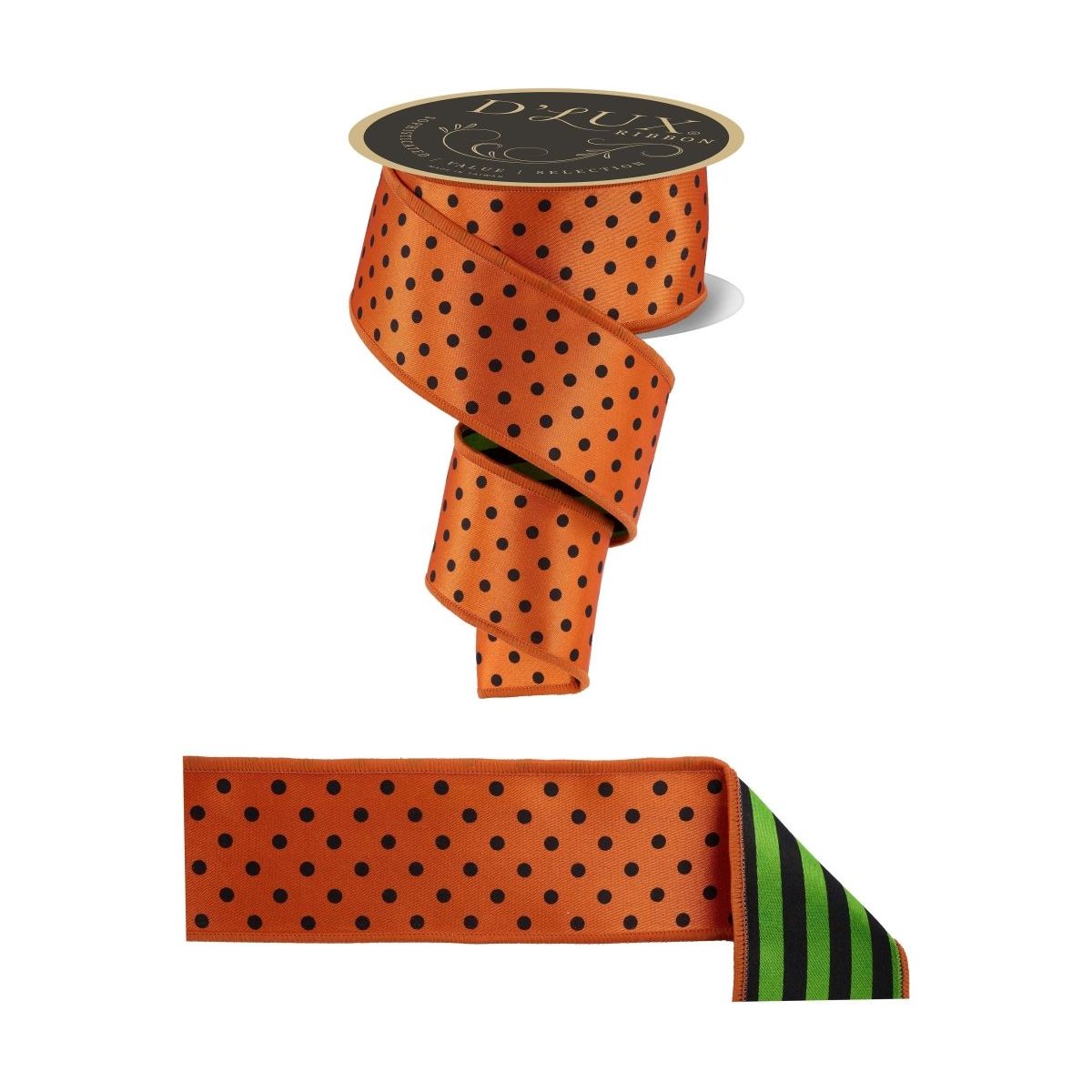 Shop For 2.5" Polka Dot Striped Fused Ribbon: Orange (10 Yards)