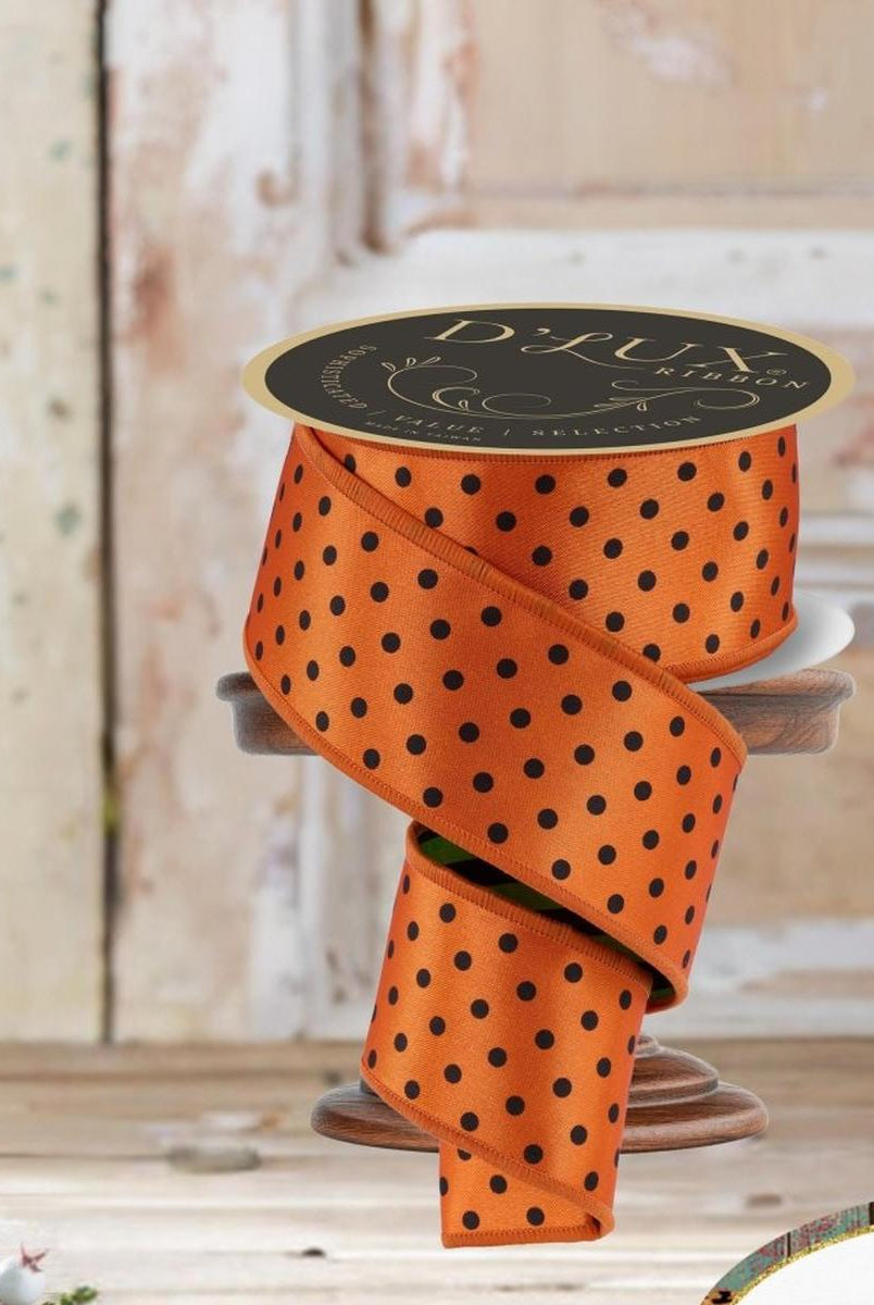 Shop For 2.5" Polka Dot Striped Fused Ribbon: Orange (10 Yards)