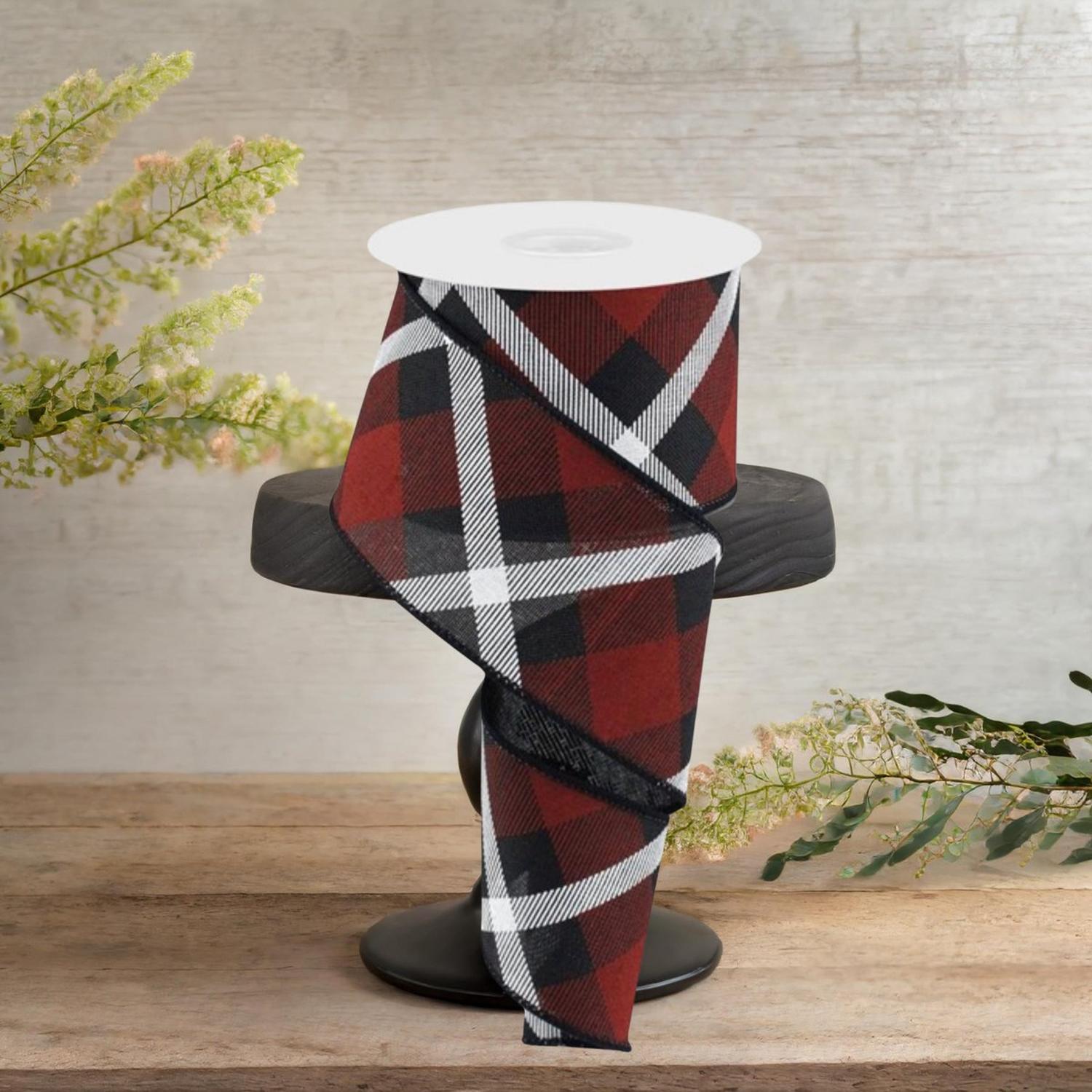 Shop For 2.5" Printed Plaid Ribbon: Black, Red and White
