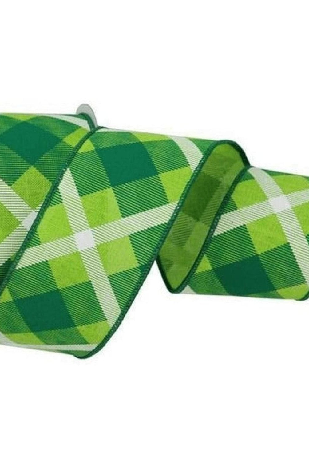 Shop For 2.5" Printed Plaid Ribbon: Lime Green, Green, White (10 Yards)