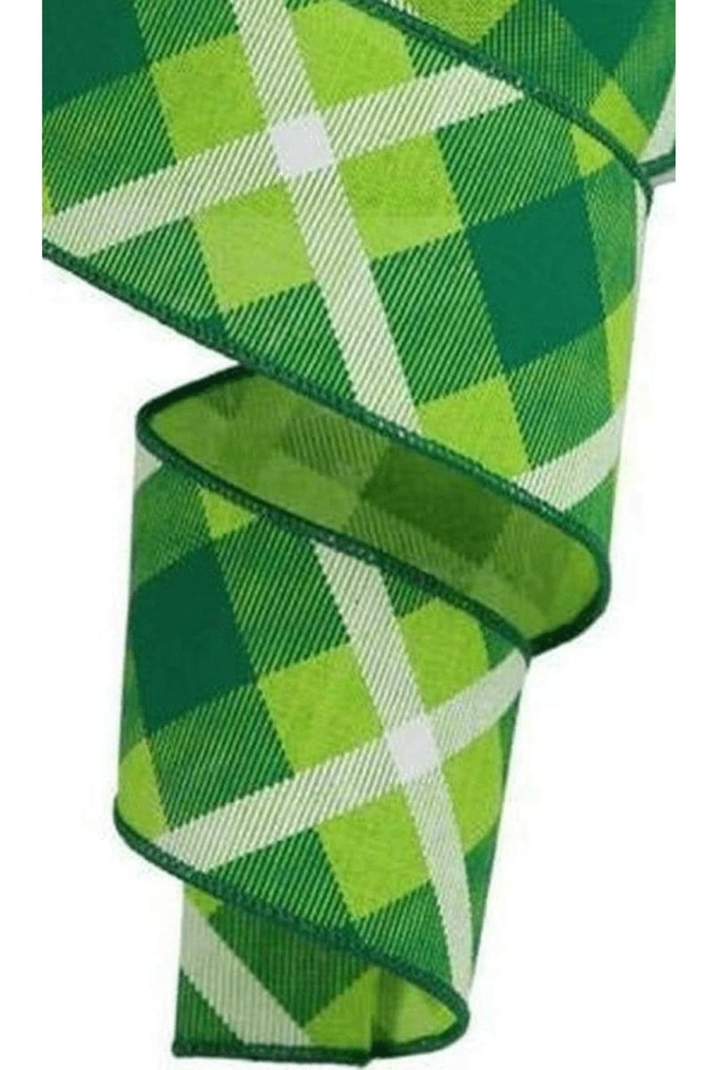 Shop For 2.5" Printed Plaid Ribbon: Lime Green, Green, White (10 Yards)