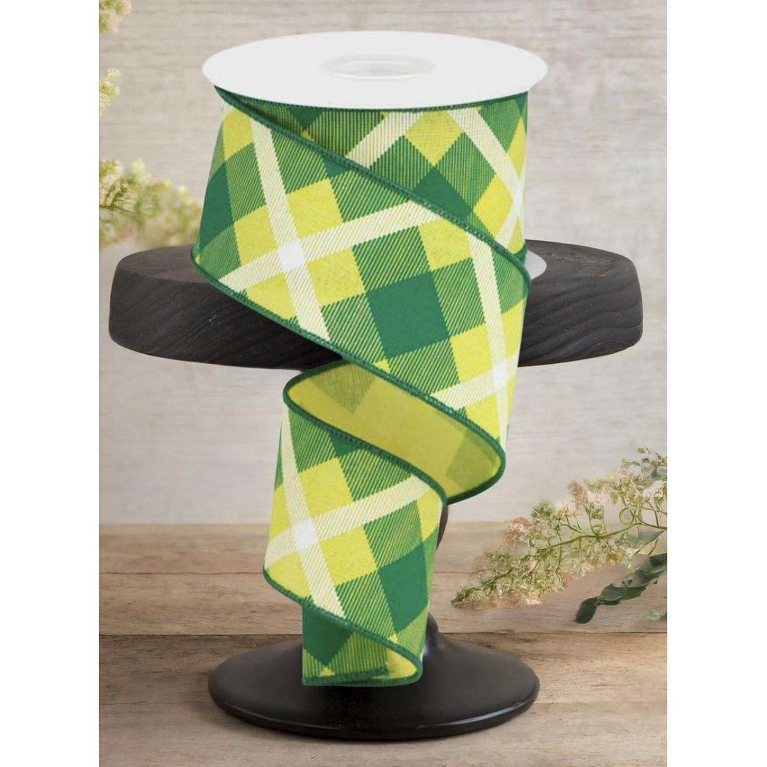 Shop For 2.5" Printed Plaid Ribbon: Yellow, Green, White (10 Yards)