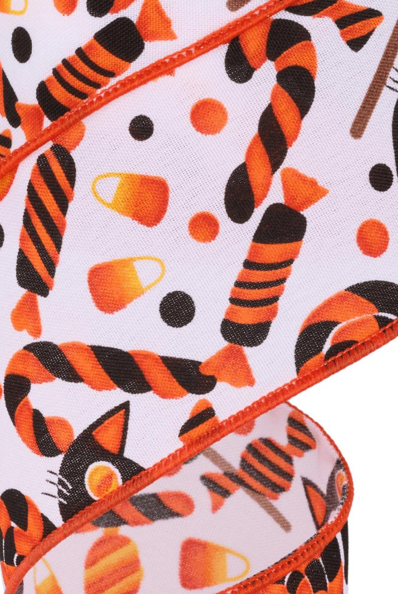 Shop For 2.5" Pumpkin Cat Candy Ribbon: White (10 Yards)