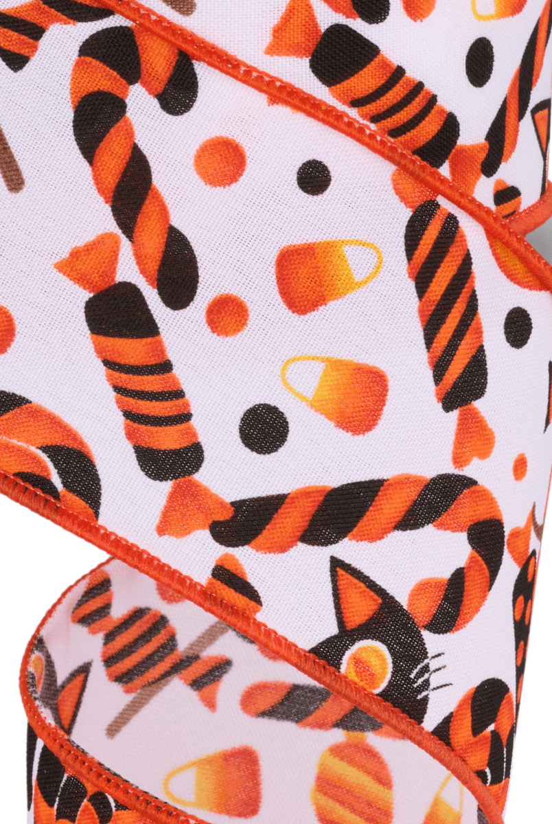 Shop For 2.5" Pumpkin Cat Candy Ribbon: White (10 Yards)