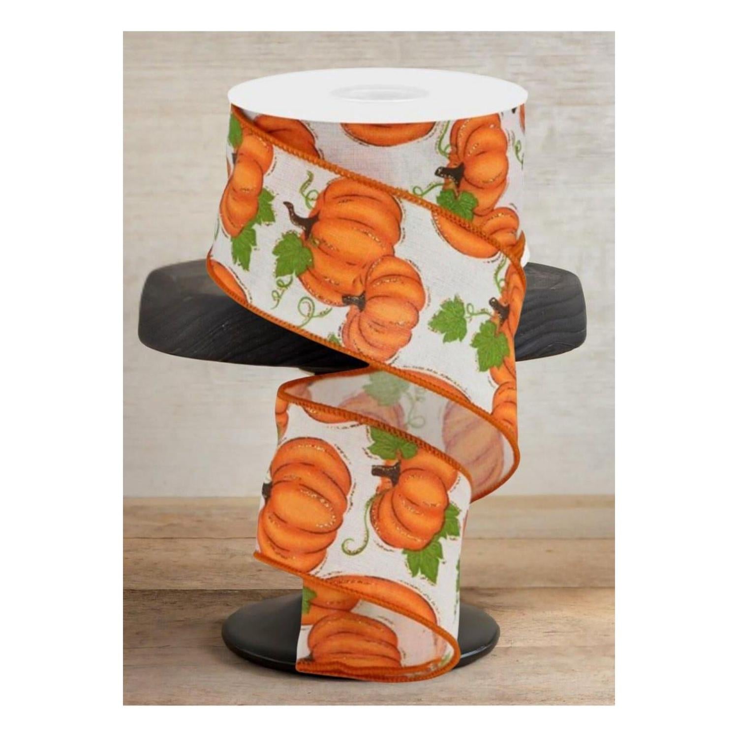 Shop For 2.5" Pumpkin Patch Ribbon: Off White (10 Yards)